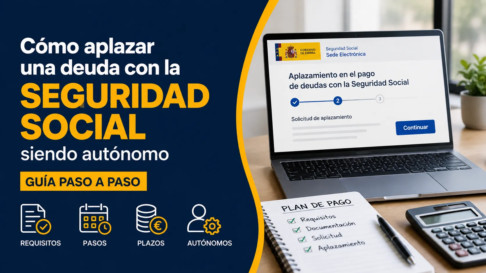 Autónomo solicitando el aplazamiento de una deuda con la Seguridad Social desde la Sede Electrónica