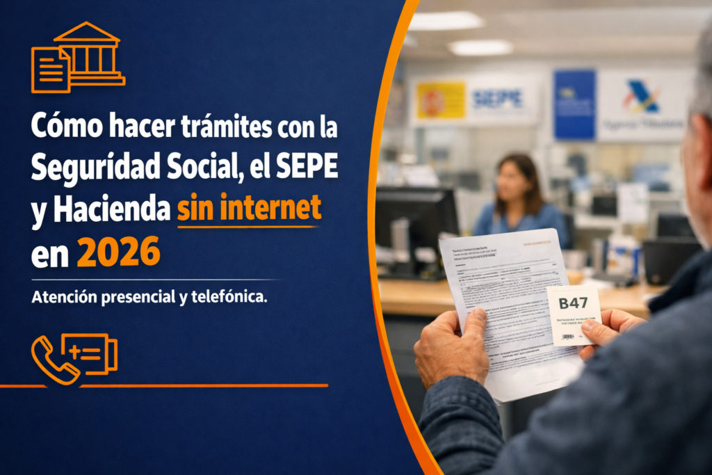 Cómo hacer trámites con la Seguridad Social, el SEPE y Hacienda sin internet en 2026