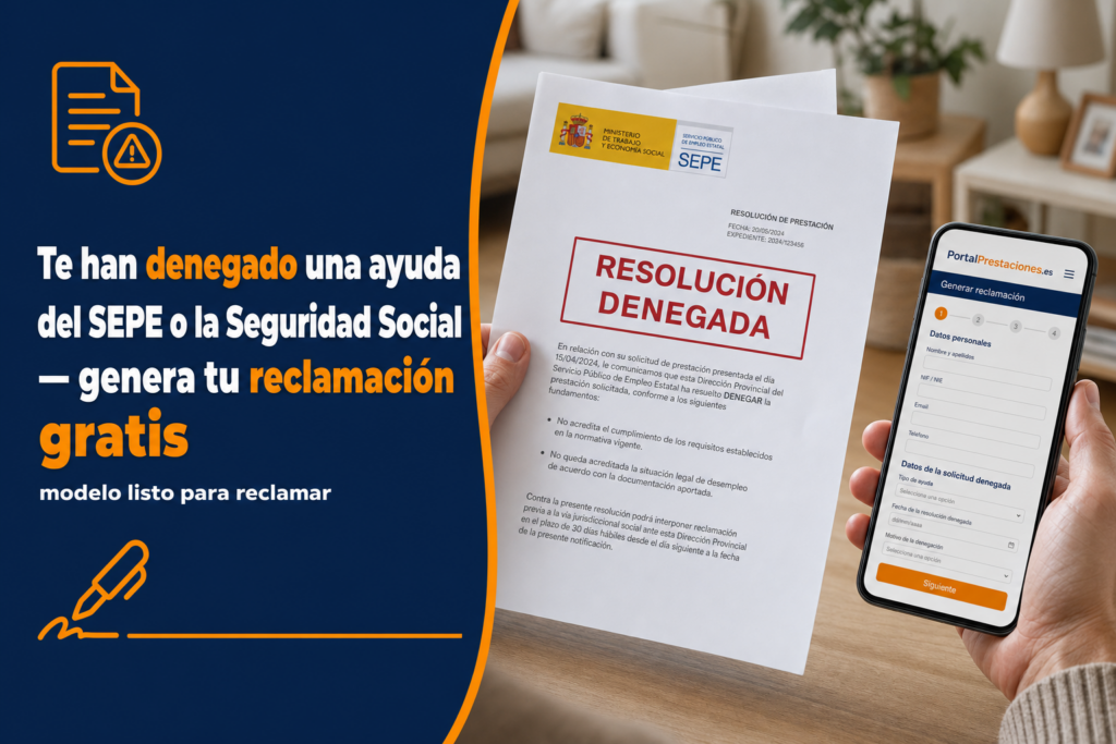 Te han denegado una ayuda del SEPE o la Seguridad Social — genera tu reclamación gratis