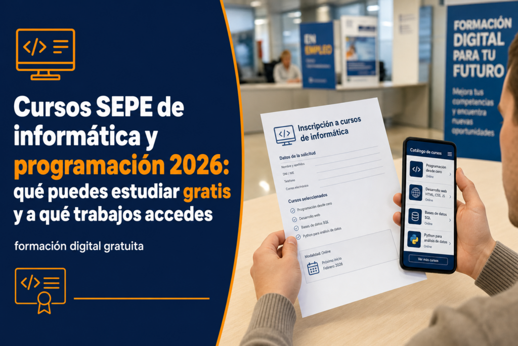 Cursos SEPE de informática y programación 2026: qué puedes estudiar gratis y a qué trabajos accedes
