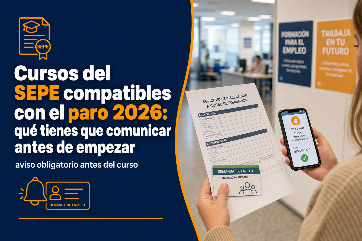 Cursos del SEPE compatibles con el paro 2026: qué tienes que comunicar antes de empezar