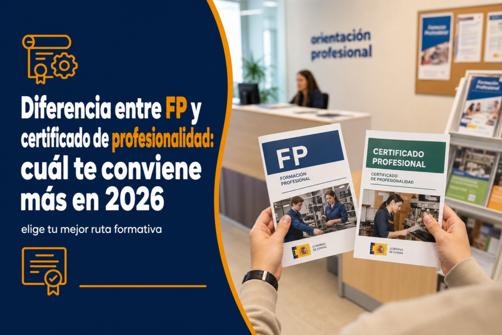 Diferencia entre FP y certificado de profesionalidad: cuál te conviene más en 2026