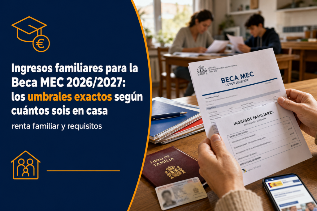 Ingresos familiares para la Beca MEC 2026/2027: los umbrales exactos según cuántos sois en casa