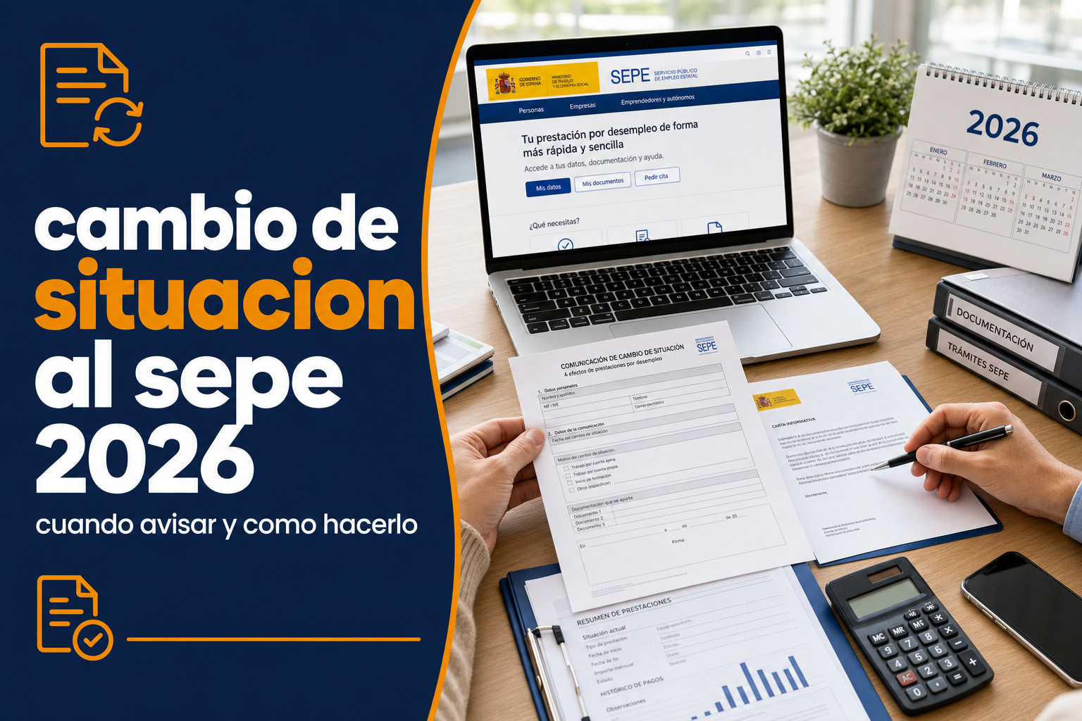 Carta de comunicación de cambio de situación al SEPE 2026: cuándo es obligatorio y cómo hacerlo