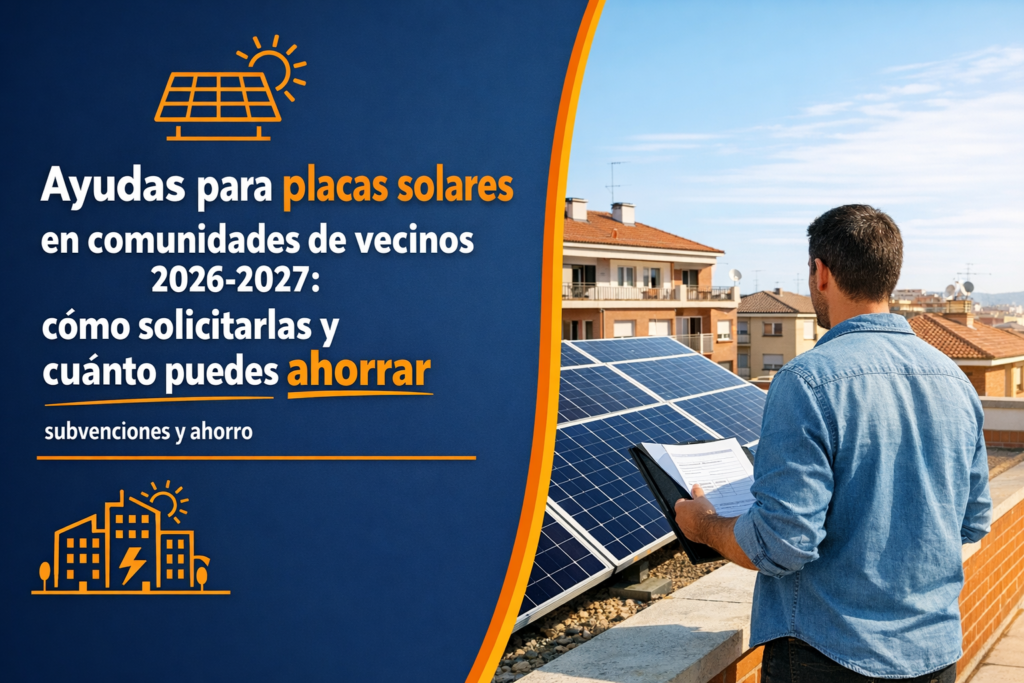 Ayudas para placas solares en comunidades de vecinos 2026-2027: cómo solicitarlas y cuánto puedes ahorrar