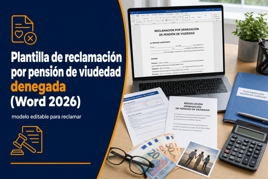 Plantilla de reclamación por pensión de viudedad denegada (Word 2026)