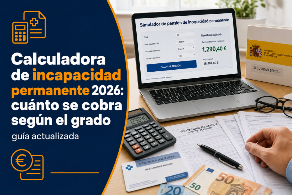 Calculadora de incapacidad permanente 2026: cuánto se cobra según el grado