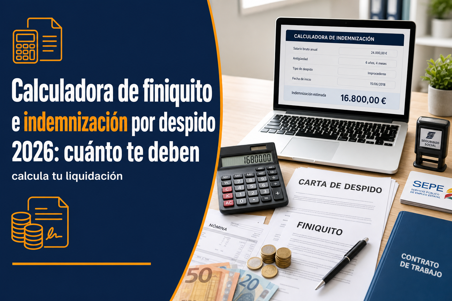 Calculadora de finiquito e indemnización por despido 2026: cuánto te deben