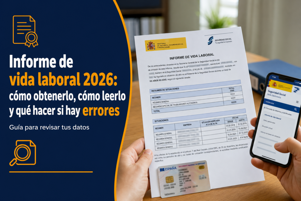 Informe de vida laboral 2026: cómo obtenerlo, cómo leerlo y qué hacer si hay errores
