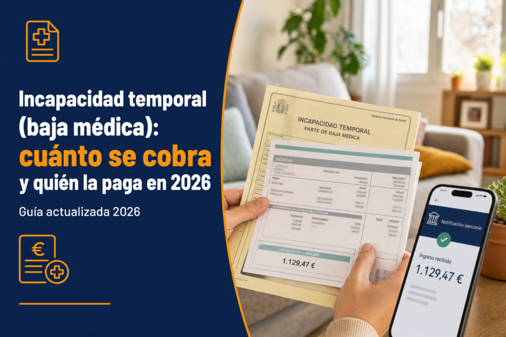 Incapacidad temporal (baja médica): cuánto se cobra y quién la paga en 2026