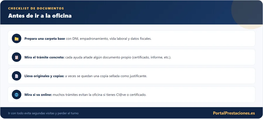 Checklist de documentos antes de ir a la oficina