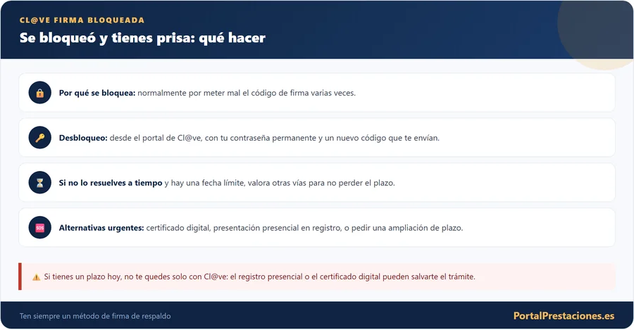 Que hacer si Cl@ve Firma esta bloqueada