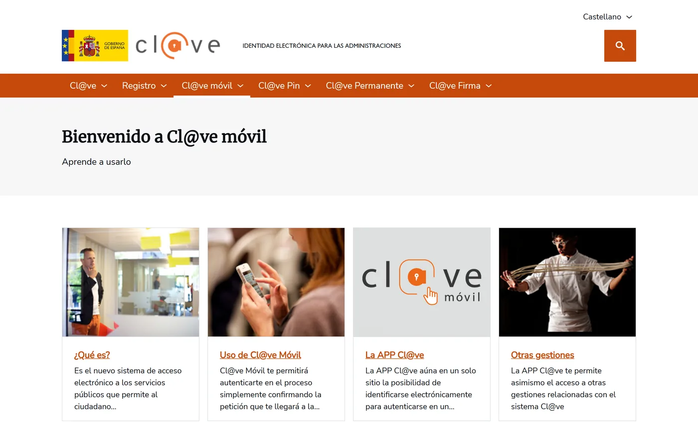 Pagina de Cl@ve movil en clave.gob.es, el nuevo sistema de acceso con la app