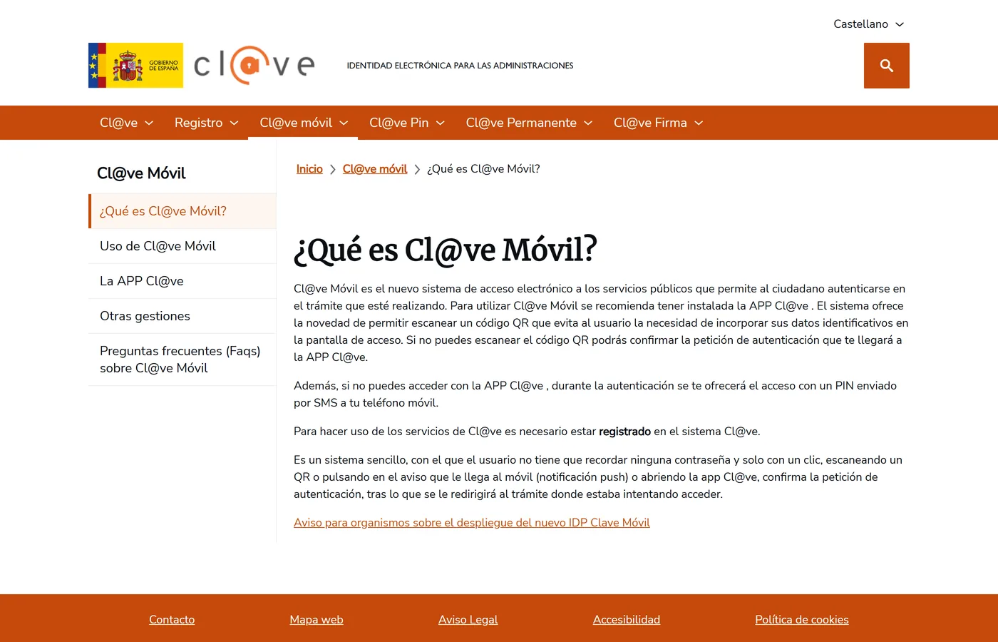 Pagina oficial de que es Cl@ve Movil, la app