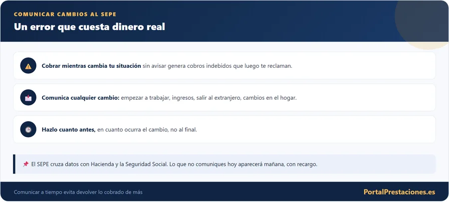 Comunicar cambios de situacion al SEPE