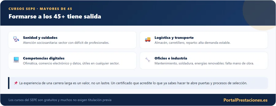 Cursos SEPE para mayores de 45 con salida laboral