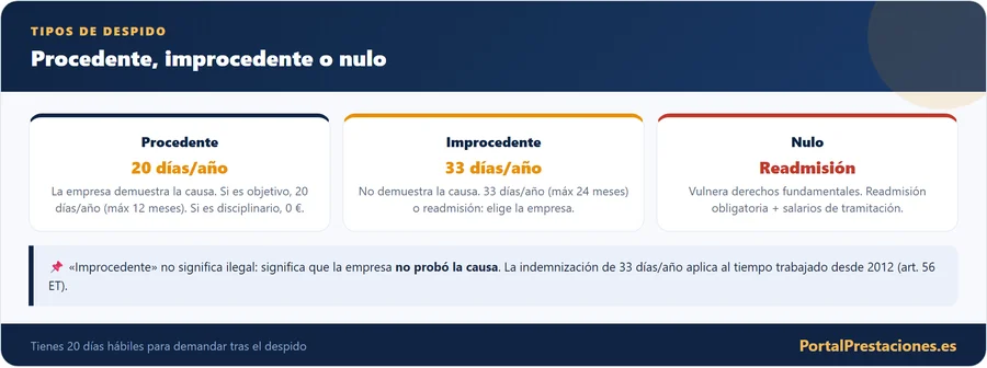 Despido procedente improcedente o nulo indemnizaciones