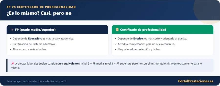 Diferencia entre FP y certificado de profesionalidad