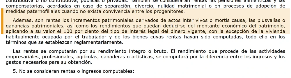 Articulo 275 de la LGSS: los incrementos patrimoniales mortis causa y el rendimiento presunto al interes legal del dinero