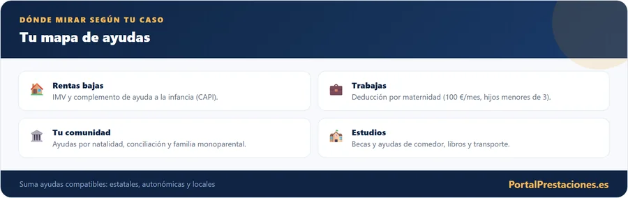 Mapa de ayudas para una madre sola segun su caso