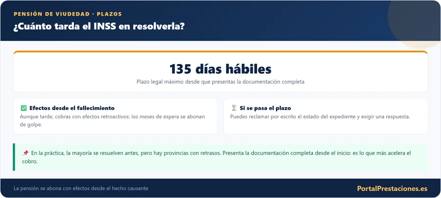 Plazos de la pension de viudedad: 135 dias habiles