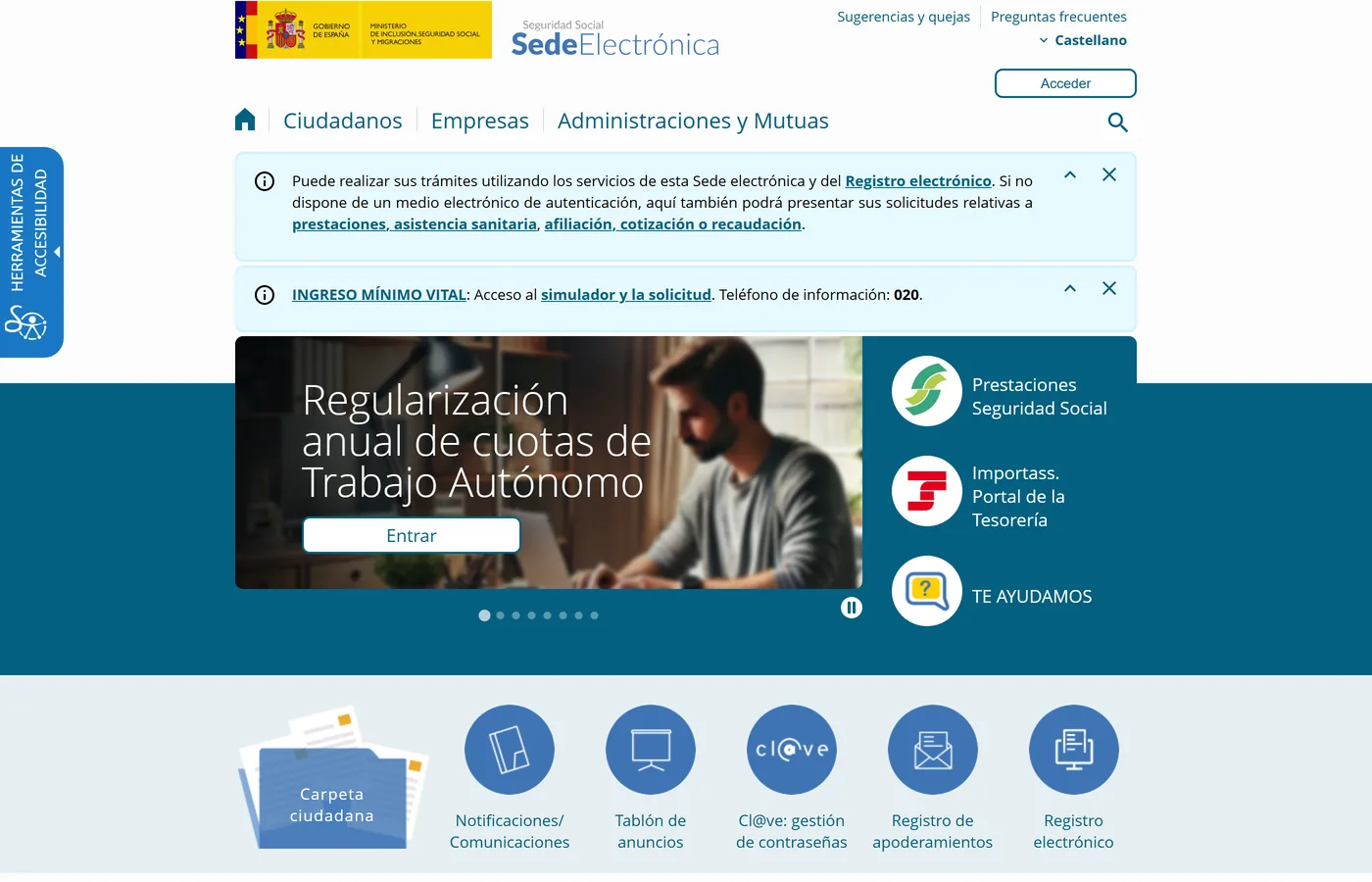Sede Electronica de la Seguridad Social donde se presenta la solicitud de incapacidad