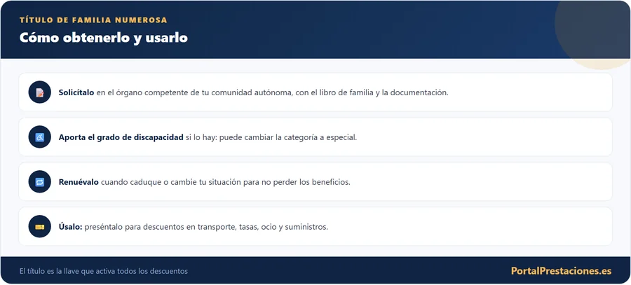 Como obtener y usar el titulo de familia numerosa