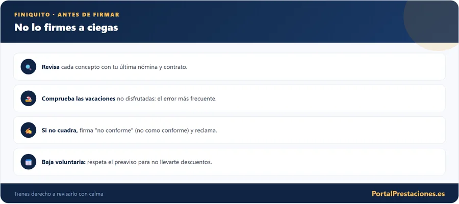 Finiquito: antes de firmar