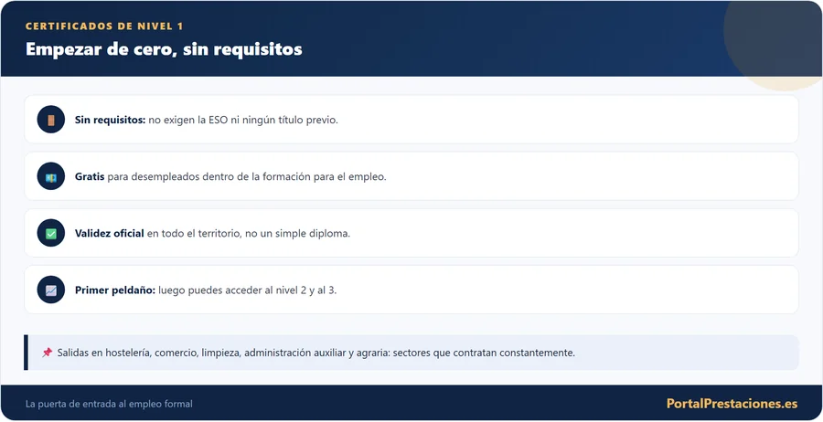 Certificados de nivel 1: sin requisitos