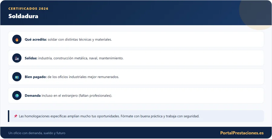 Certificado de soldadura: salidas y sueldos