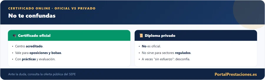 Certificado oficial vs diploma privado
