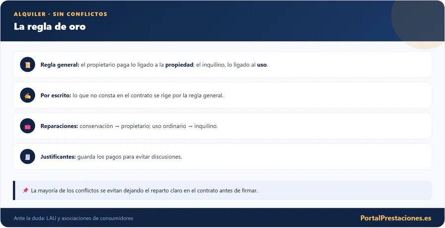 La regla de oro del reparto de gastos