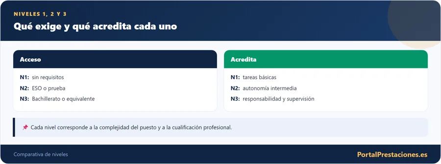 Niveles 1, 2 y 3 del certificado de profesionalidad