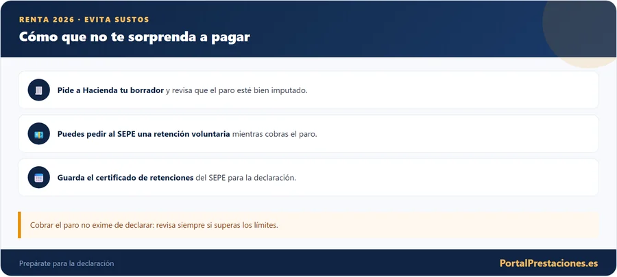 Cómo evitar que el paro te sorprenda a pagar en la Renta