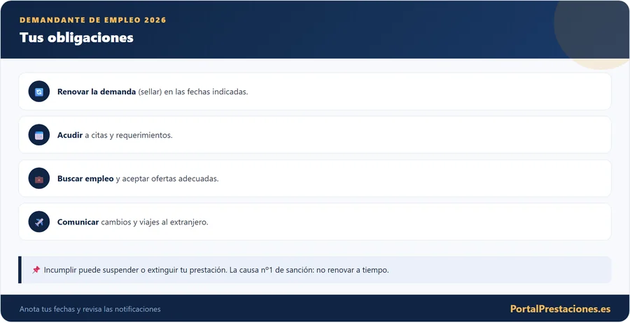 Obligaciones del demandante de empleo