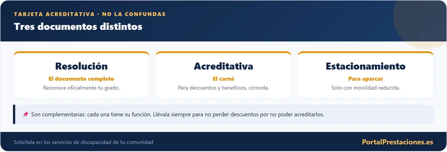 Tres documentos de discapacidad distintos