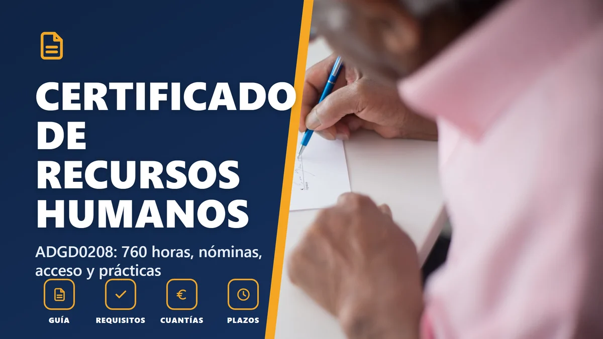 Certificado ADGD0208 de recursos humanos: horas y acceso